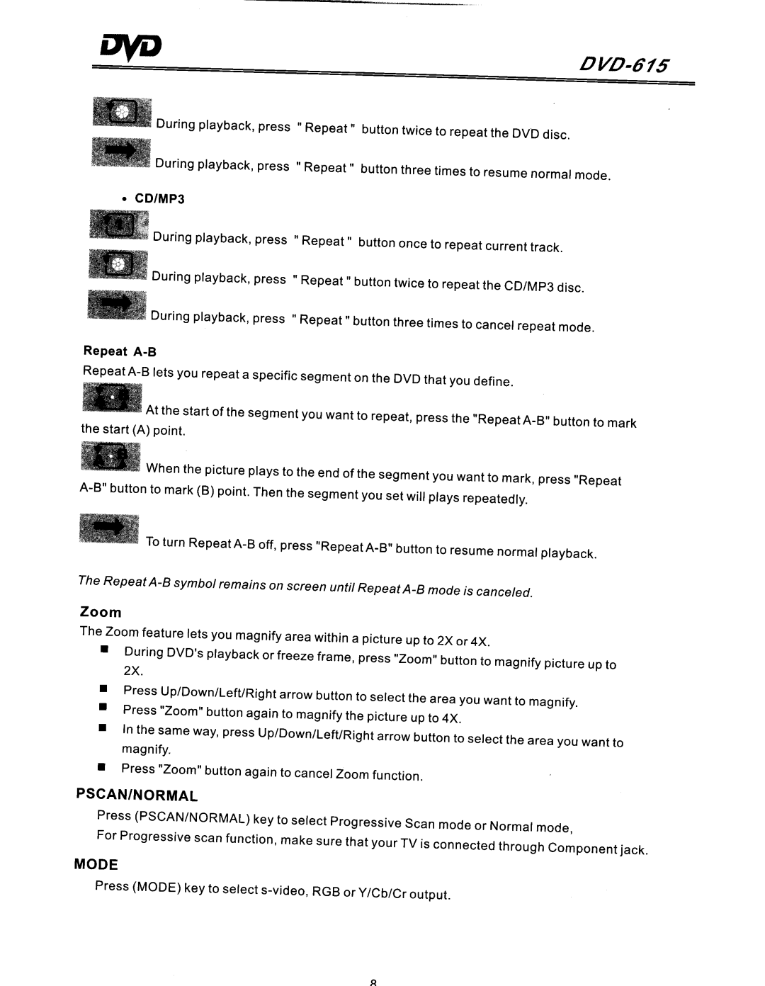 COBY electronic DVD-615 manual 