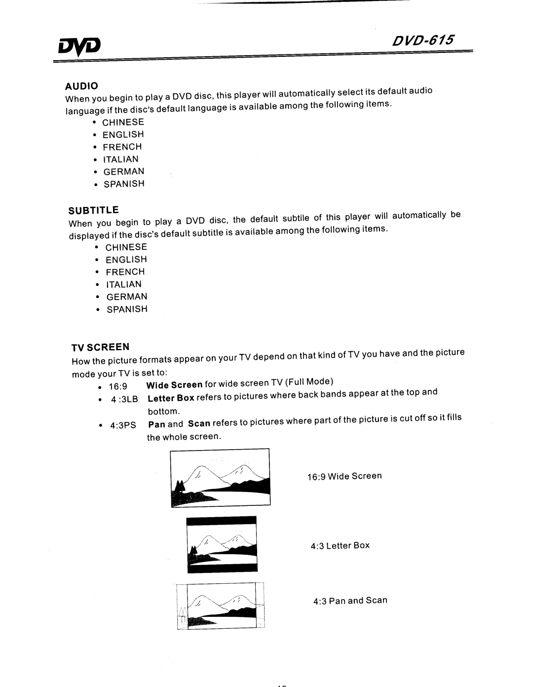 COBY electronic DVD-615 manual 