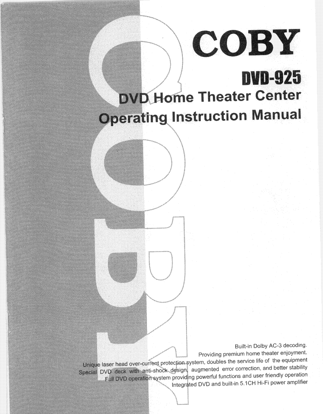 COBY electronic DVD-925 manual 