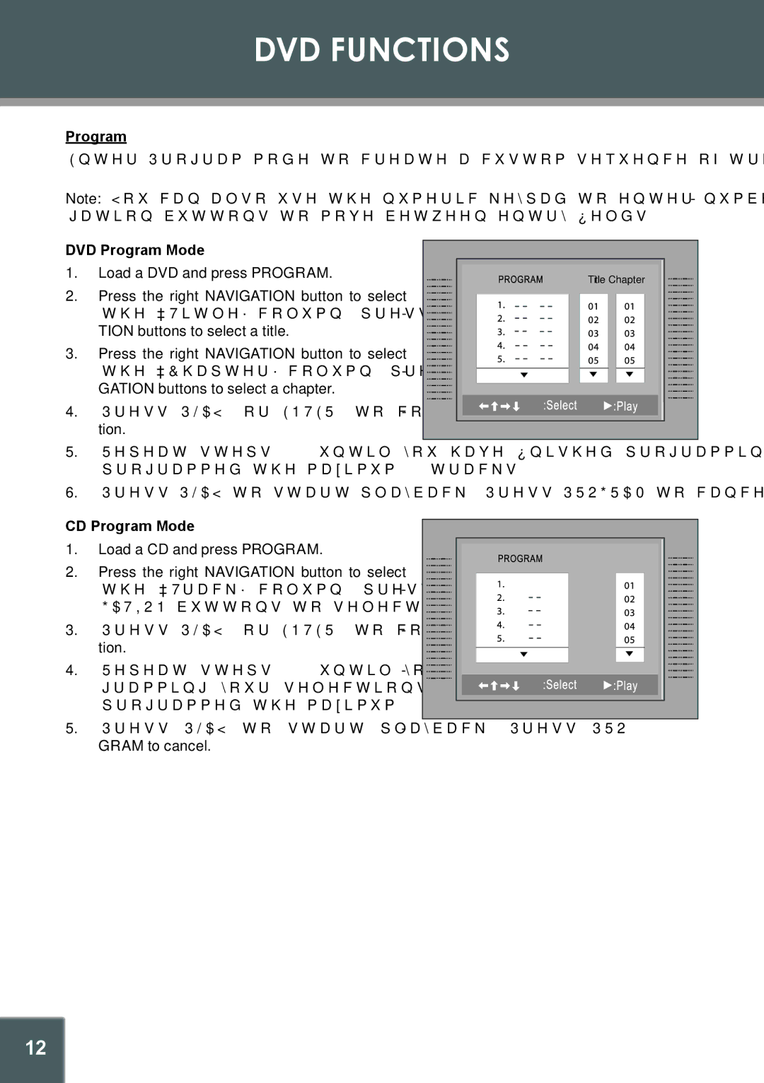 COBY electronic DVD-937 instruction manual CD Program Mode 