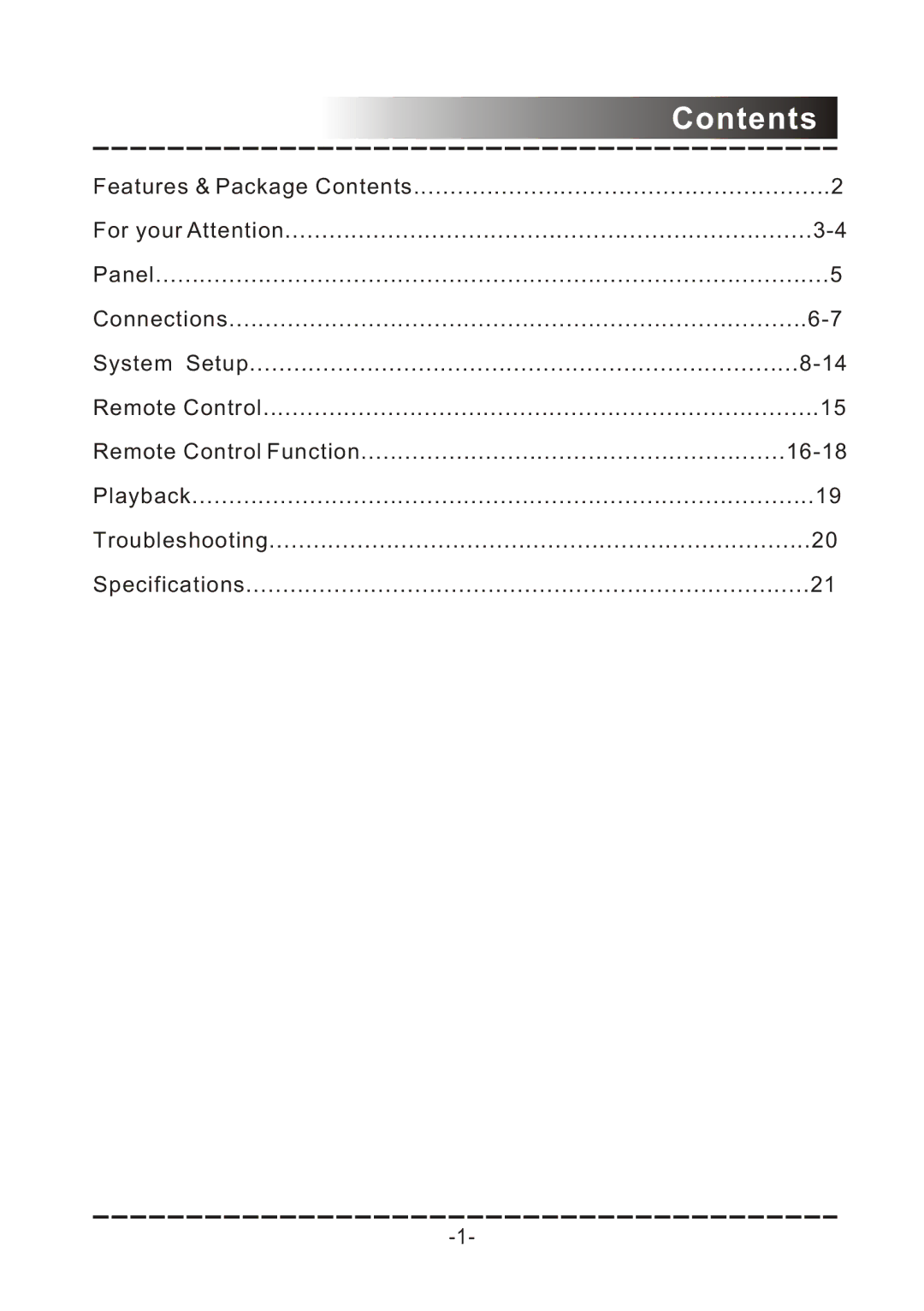 COBY electronic DVD-958 manual Contents 