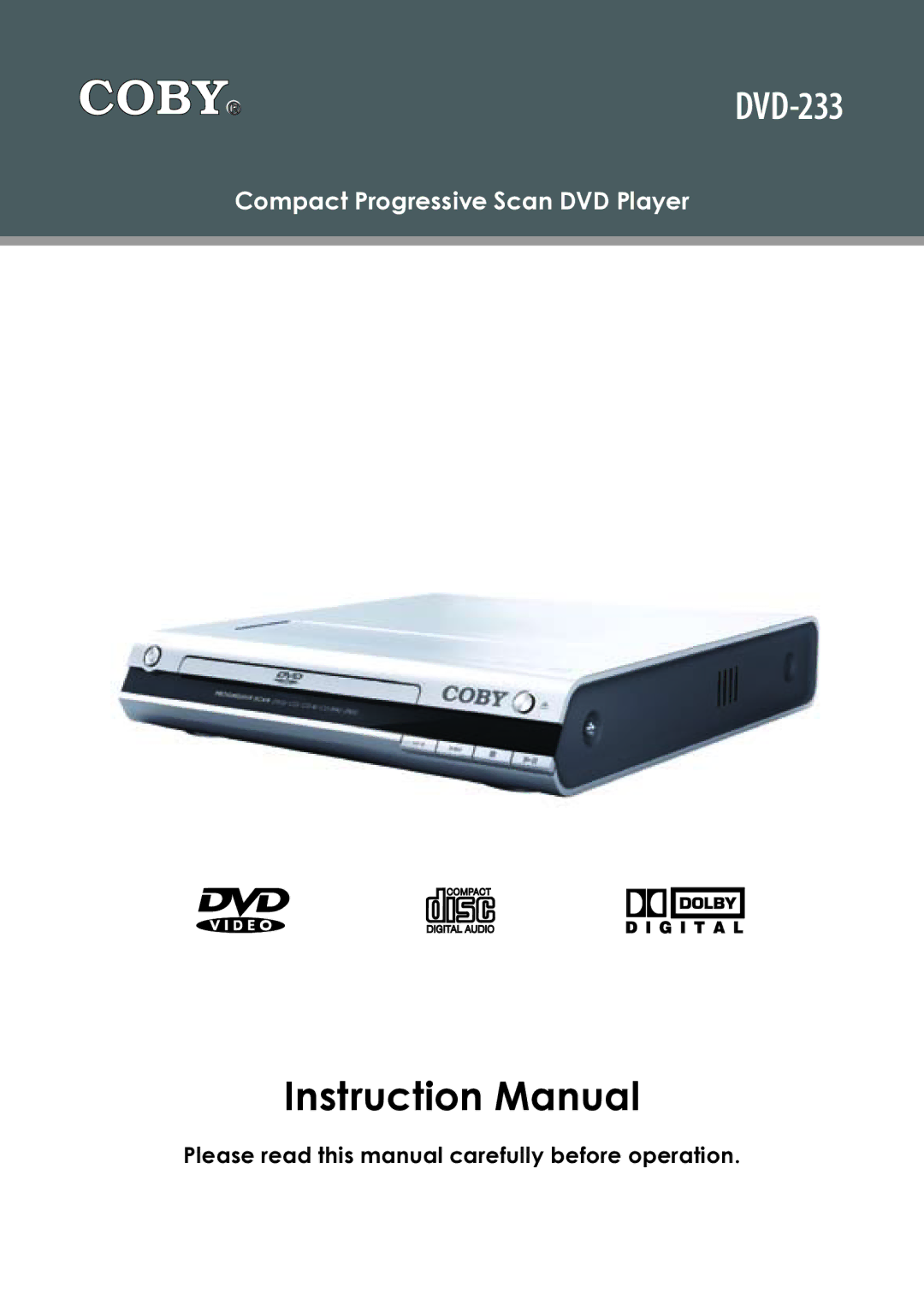 COBY electronic DVD233 instruction manual DVD-233 