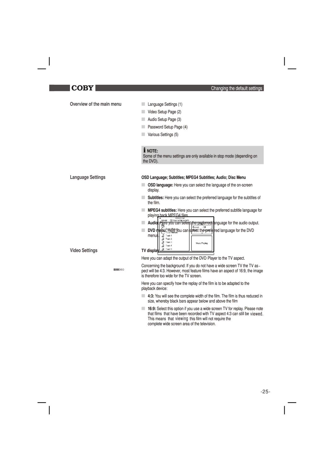 COBY electronic DVD988 instruction manual Video 