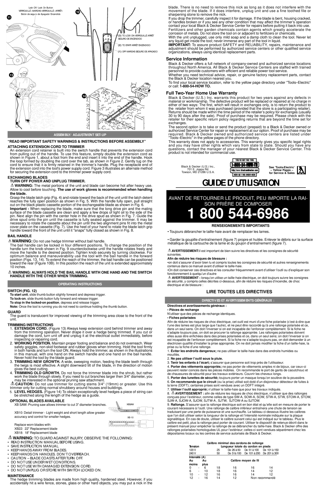 COBY electronic HTD18 Assembly/Adjustment Set-Up, Operating Instructions, Directives ET Avertissements Généraux 