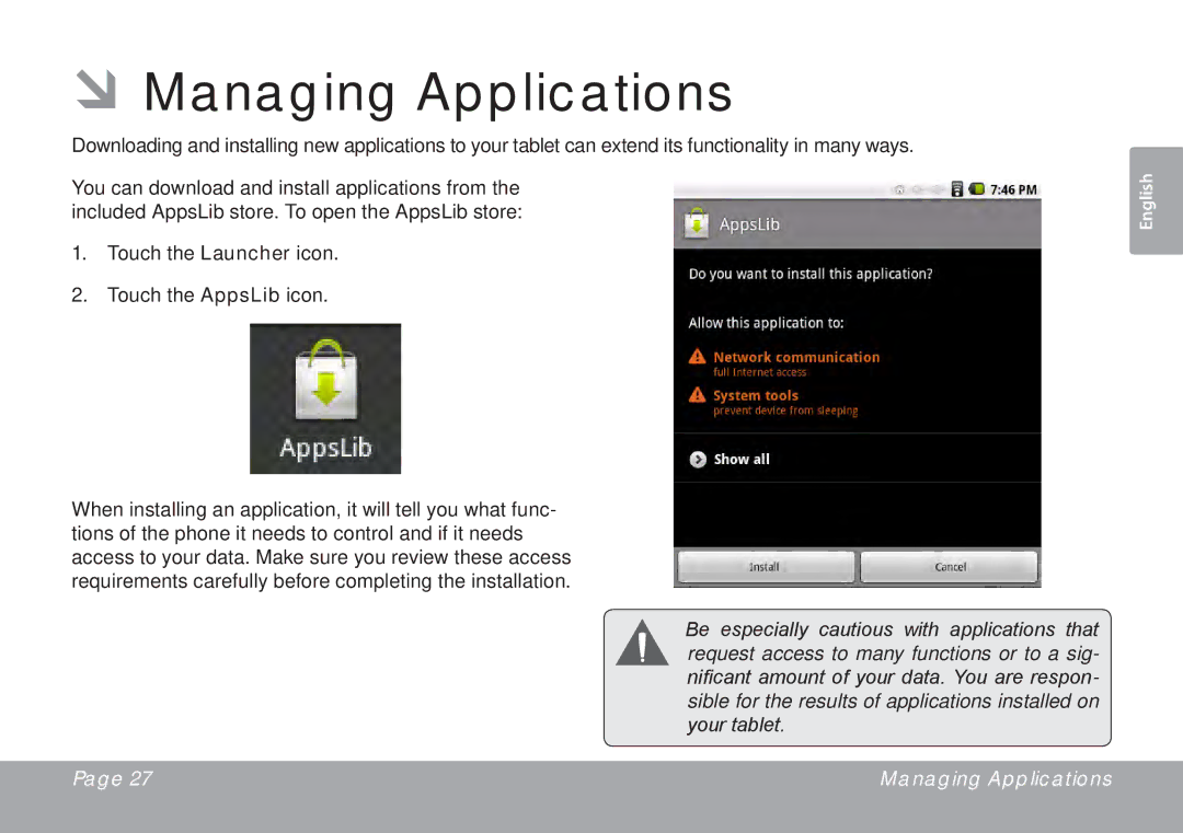 COBY electronic MID7015-4G quick start ÂÂManaging Applications 