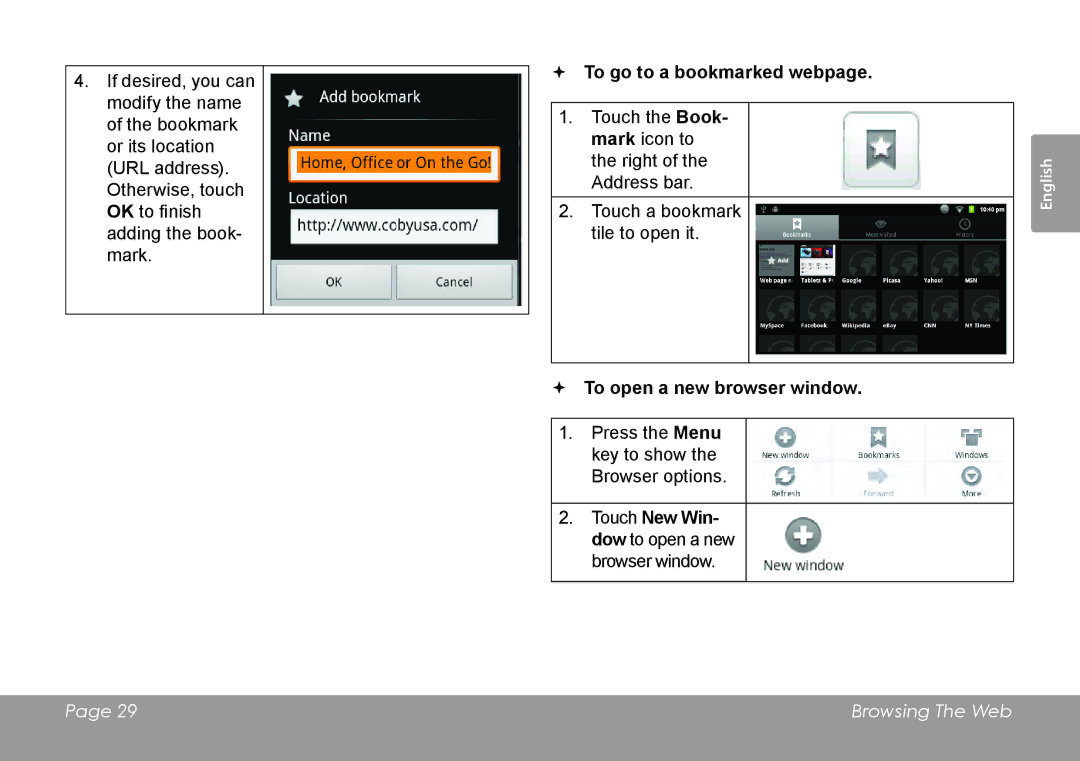 COBY electronic MID7120, MID8120 quick start  To open a new browser window 