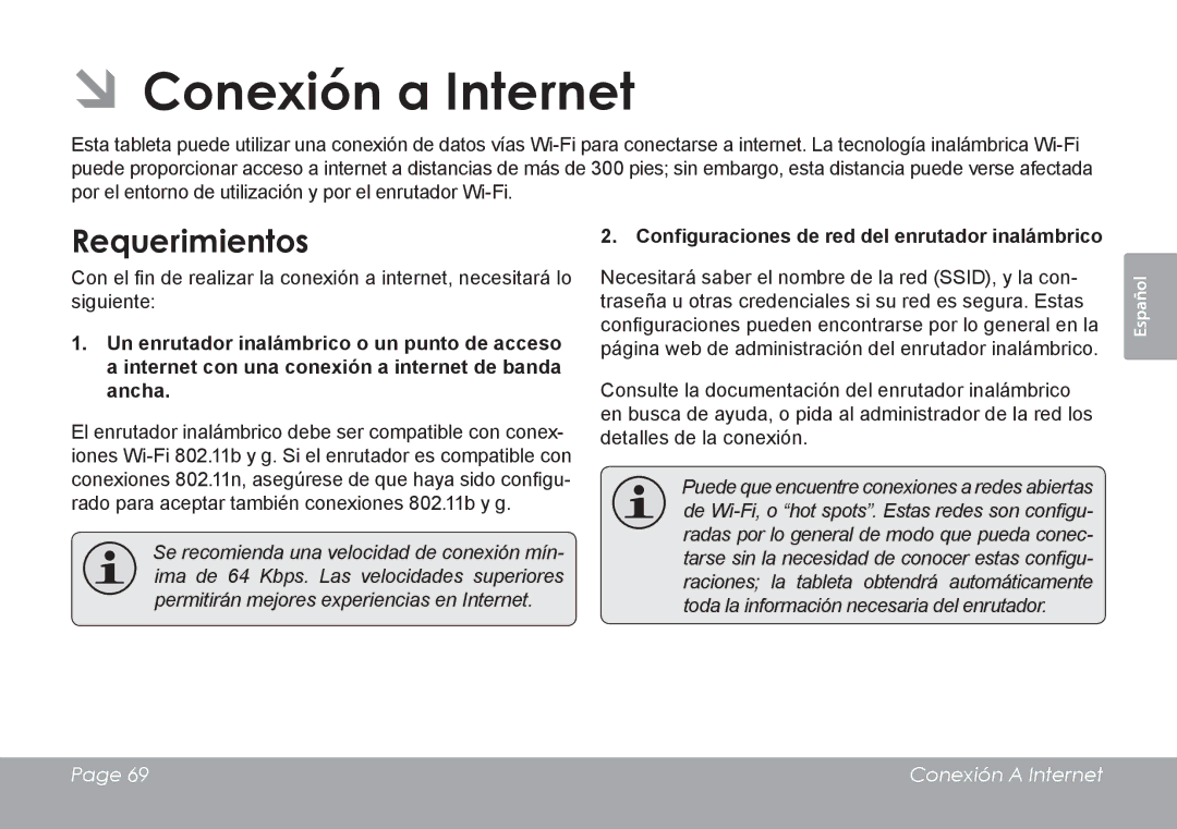 COBY electronic MID7120, MID8120 ÂÂConexión a Internet, Requerimientos, Configuraciones de red del enrutador inalámbrico 