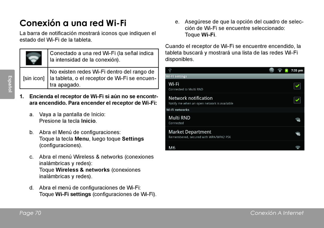 COBY electronic MID8120, MID7120 Conexión a una red Wi-Fi, Toque Wireless & networks conexiones inalámbricas y redes 