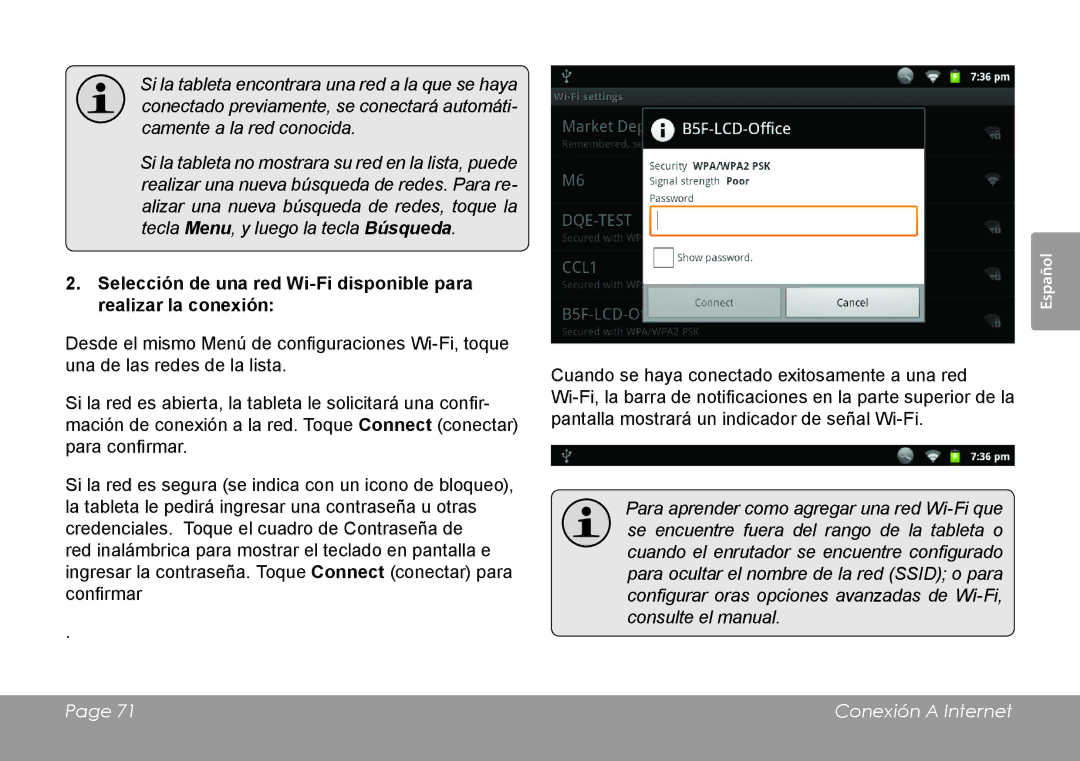 COBY electronic MID7120, MID8120 quick start Conexión a Internet 