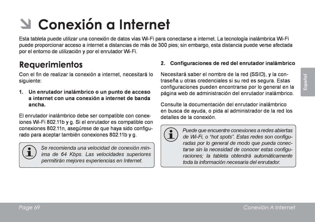 COBY electronic MID7120 ÂÂConexión a Internet, Requerimientos, Configuraciones de red del enrutador inalámbrico, Page 