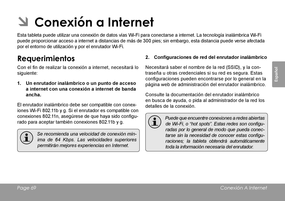 COBY electronic MID7127, MID8127 ÂÂConexión a Internet, Requerimientos, Configuraciones de red del enrutador inalámbrico 