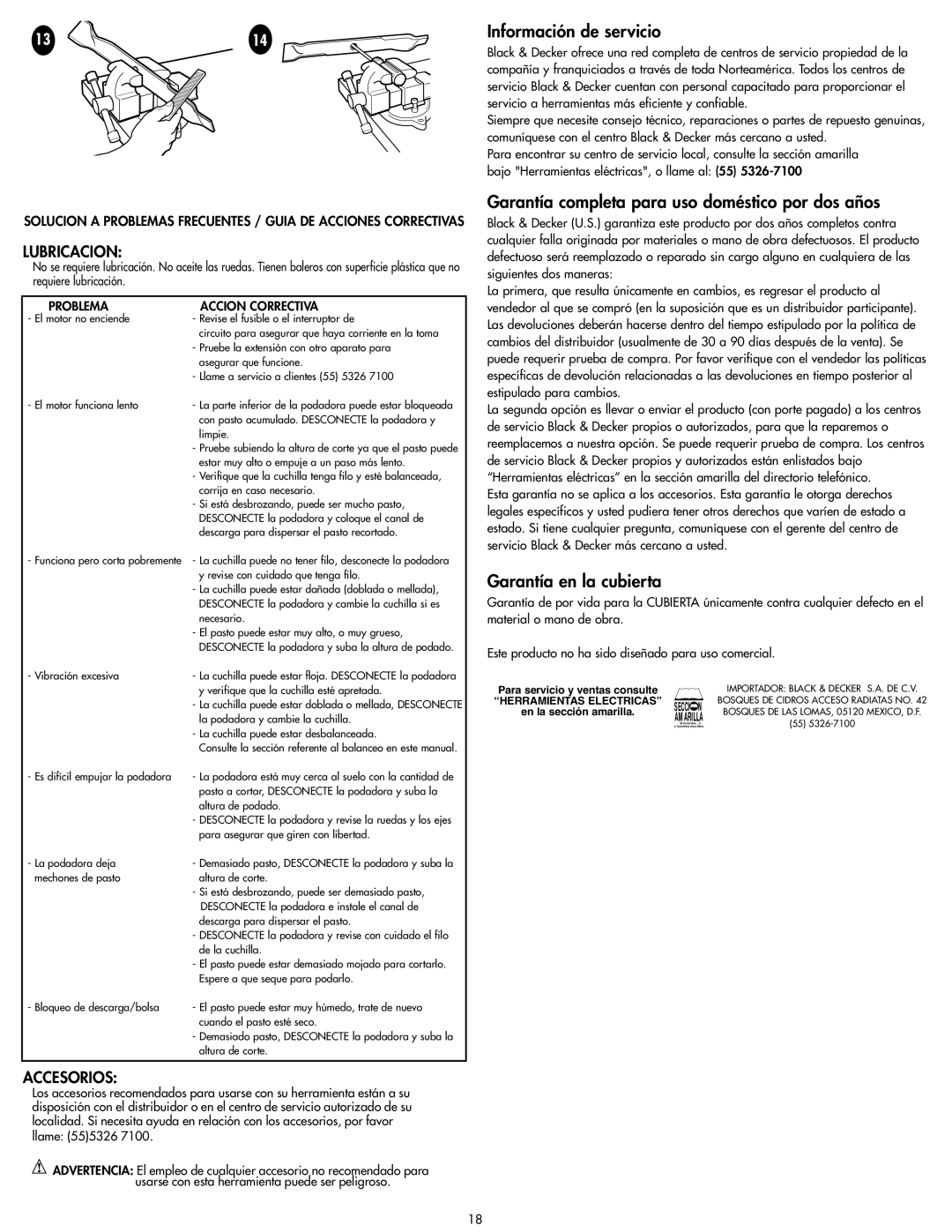 COBY electronic MM675 instruction manual Lubricacion, Accesorios, Problema Accion Correctiva 