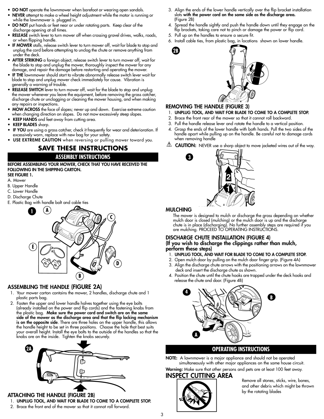 COBY electronic MM675 instruction manual Inspect Cutting Area, Assembly Instructions, Operating Instructions 