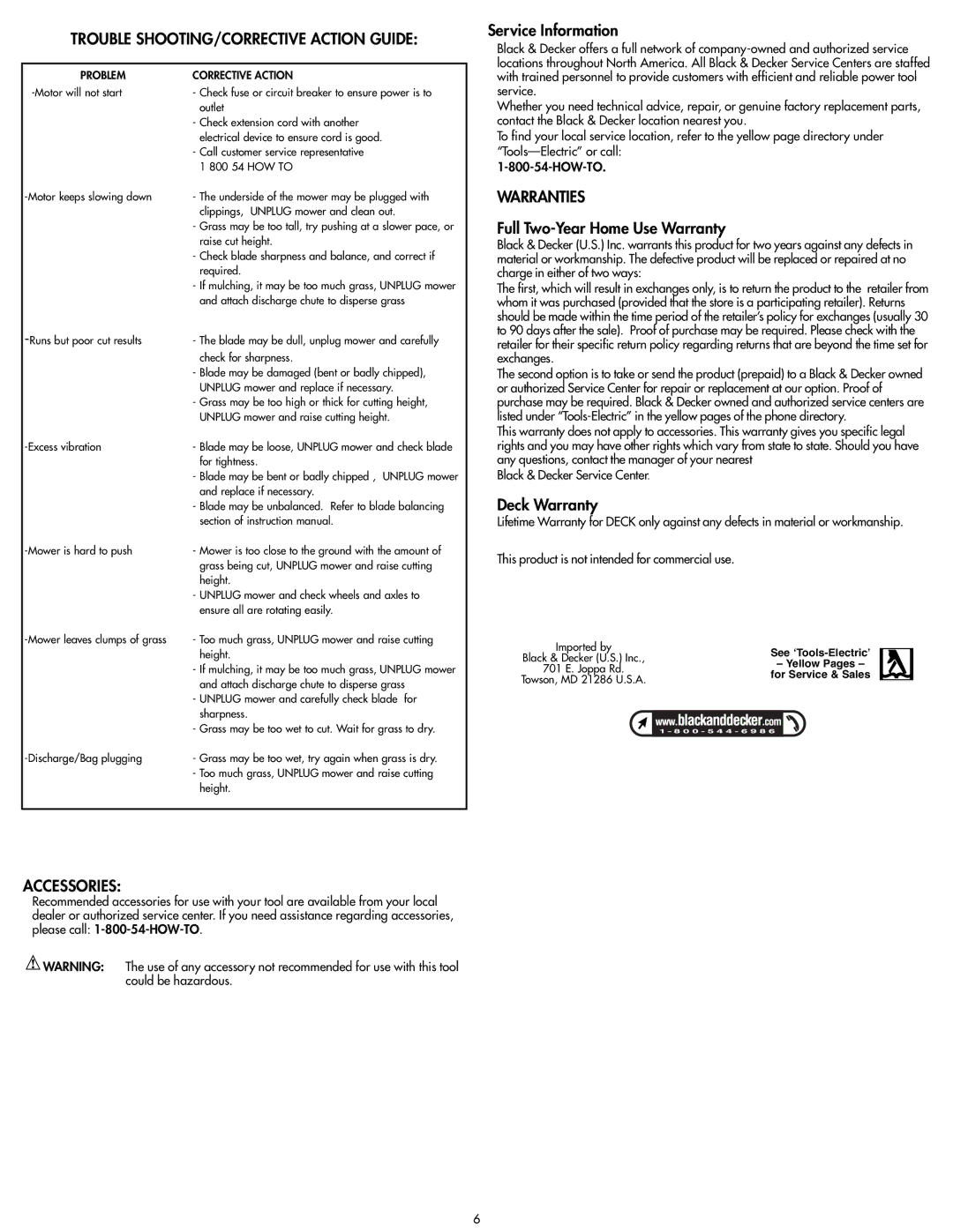 COBY electronic MM675 instruction manual Trouble SHOOTING/CORRECTIVE Action Guide, Warranties, Accessories 