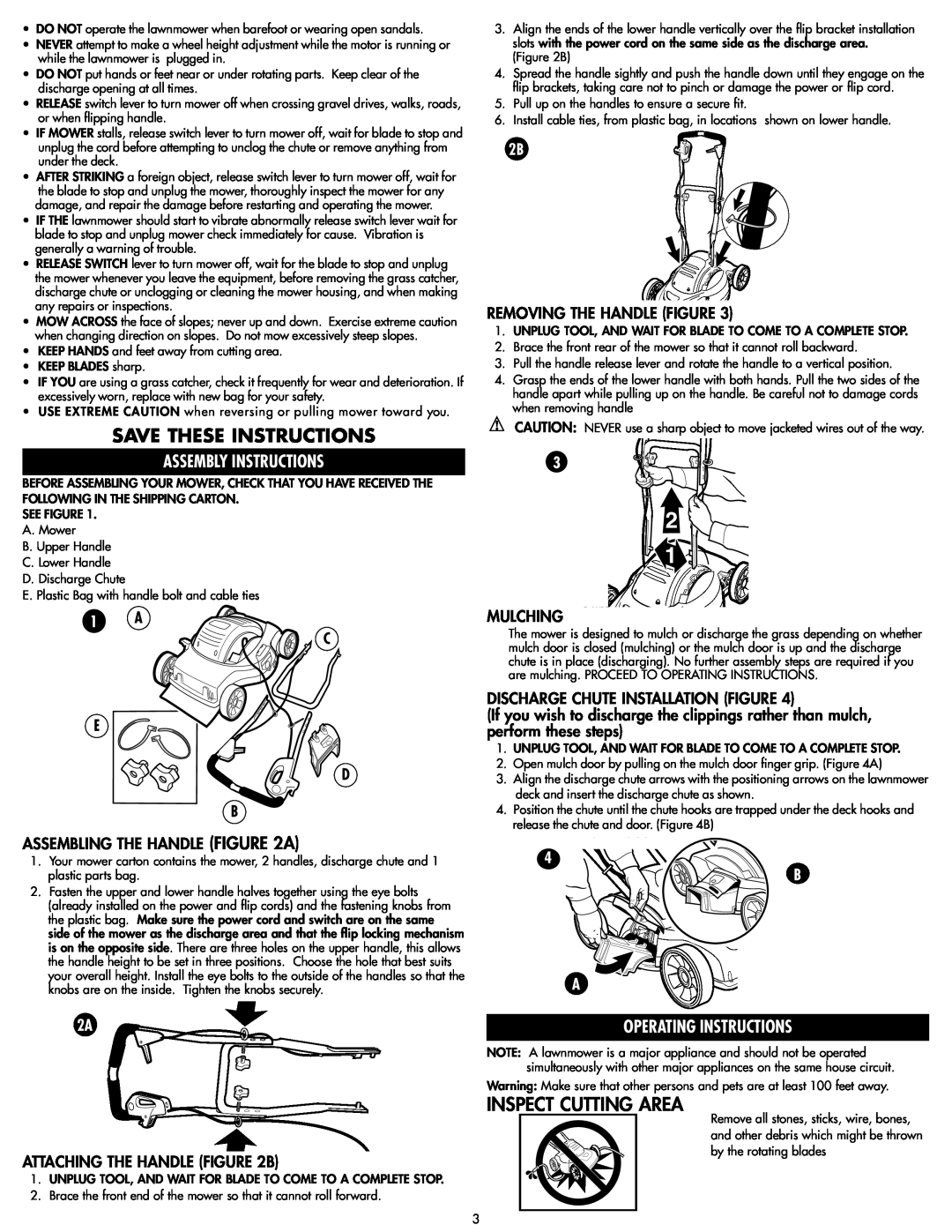 COBY electronic MM675 Save These Instructions, Assembly Instructions, Operating Instructions, C E D B, Mulching 