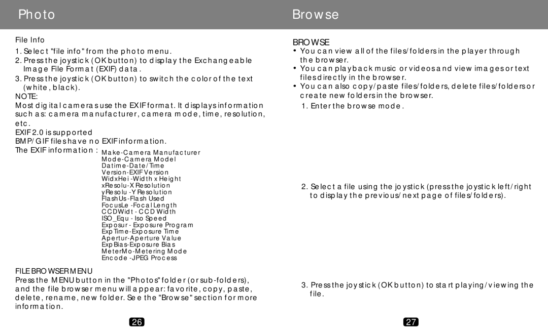 COBY electronic MP-C789 manual Browse 