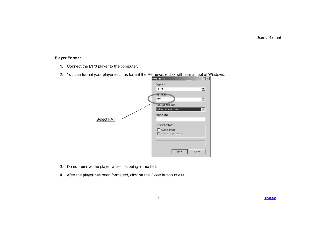 COBY electronic MP-C840 user manual Player Format 