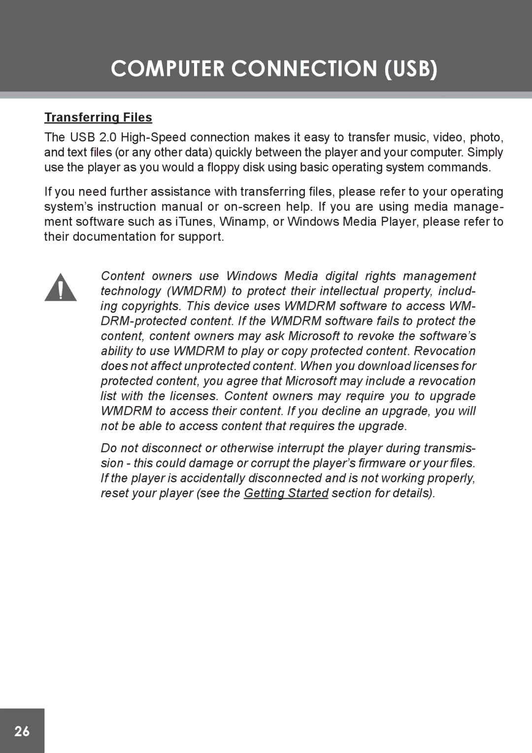 COBY electronic MP-C841 instruction manual Transferring Files 