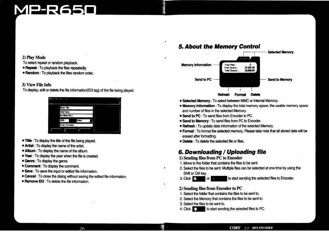 COBY electronic MP-R650 manual 