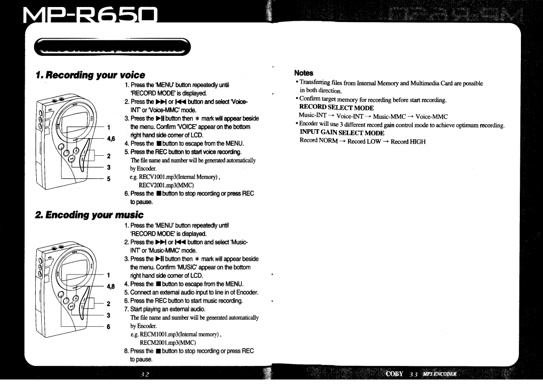 COBY electronic MP-R650 manual 