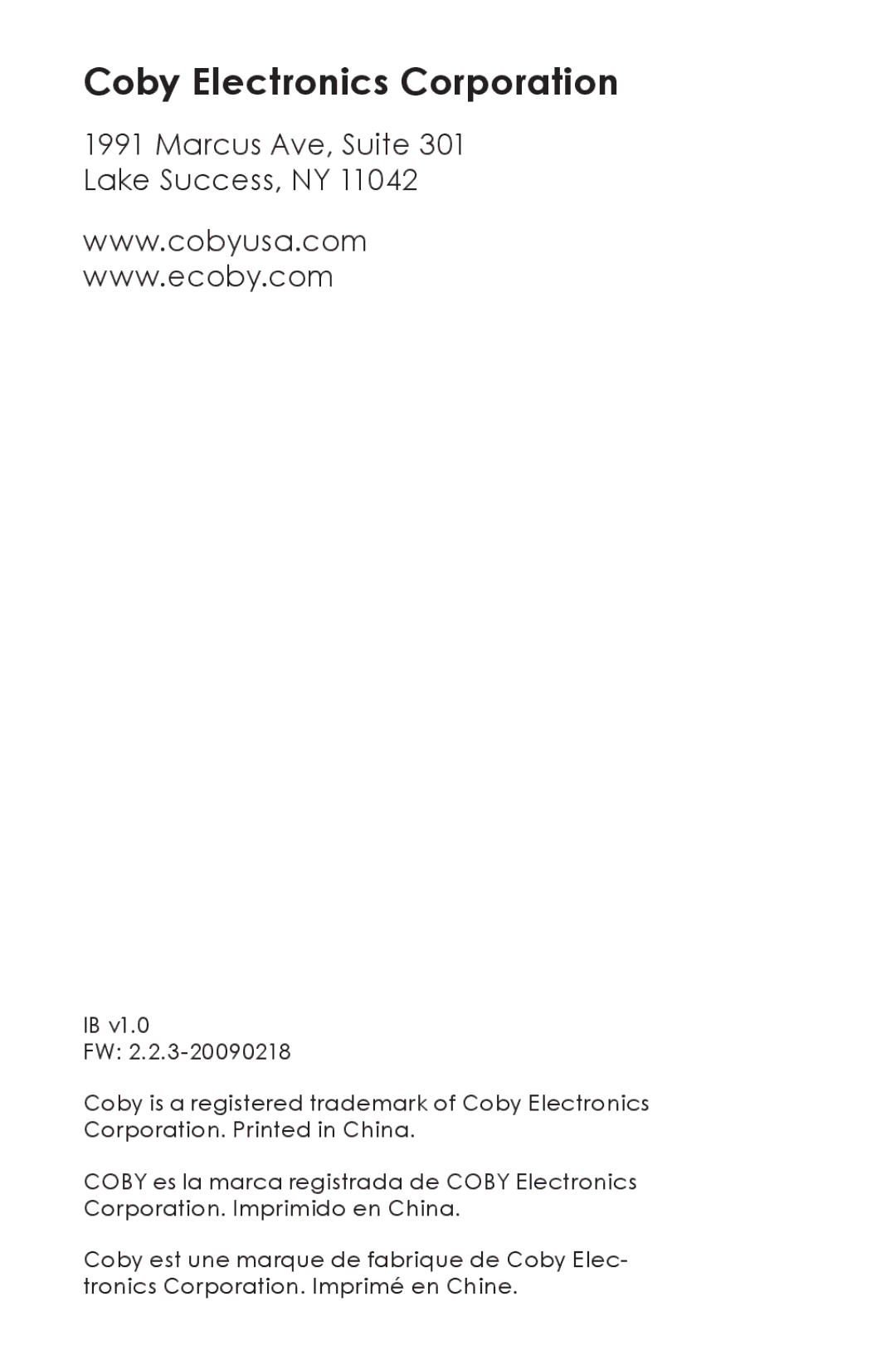 COBY electronic MP815 instruction manual Coby Electronics Corporation 