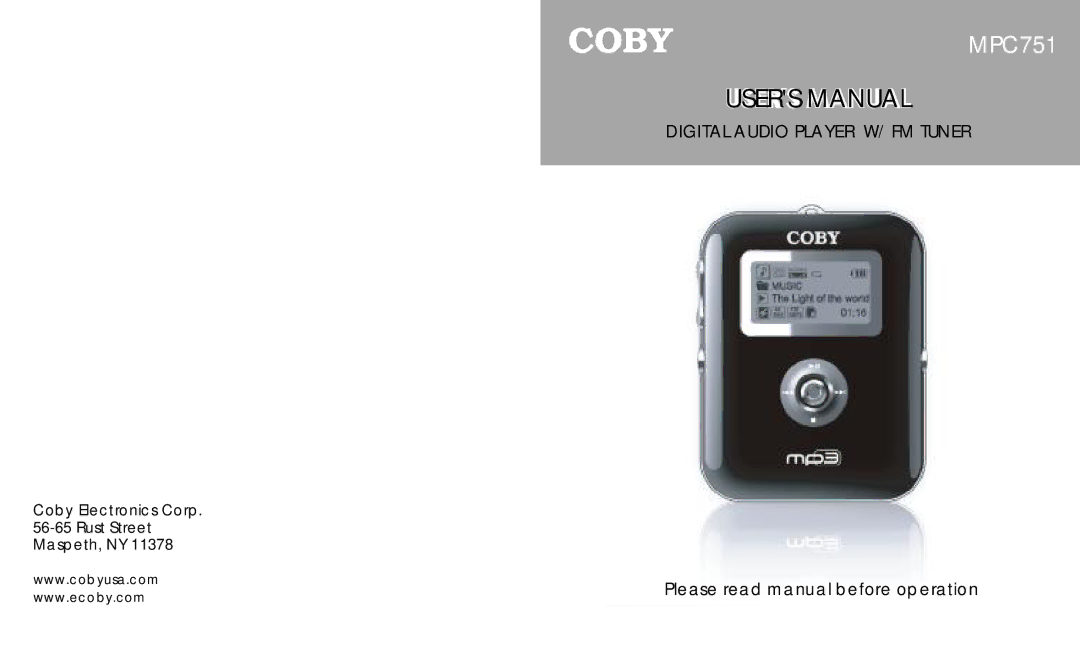 COBY electronic MPC751 user manual 