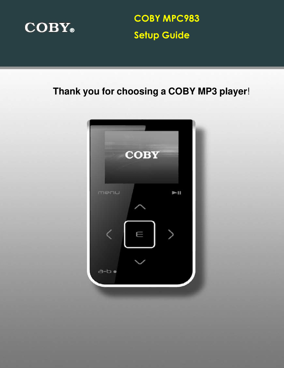 COBY electronic setup guide Coby MPC983 