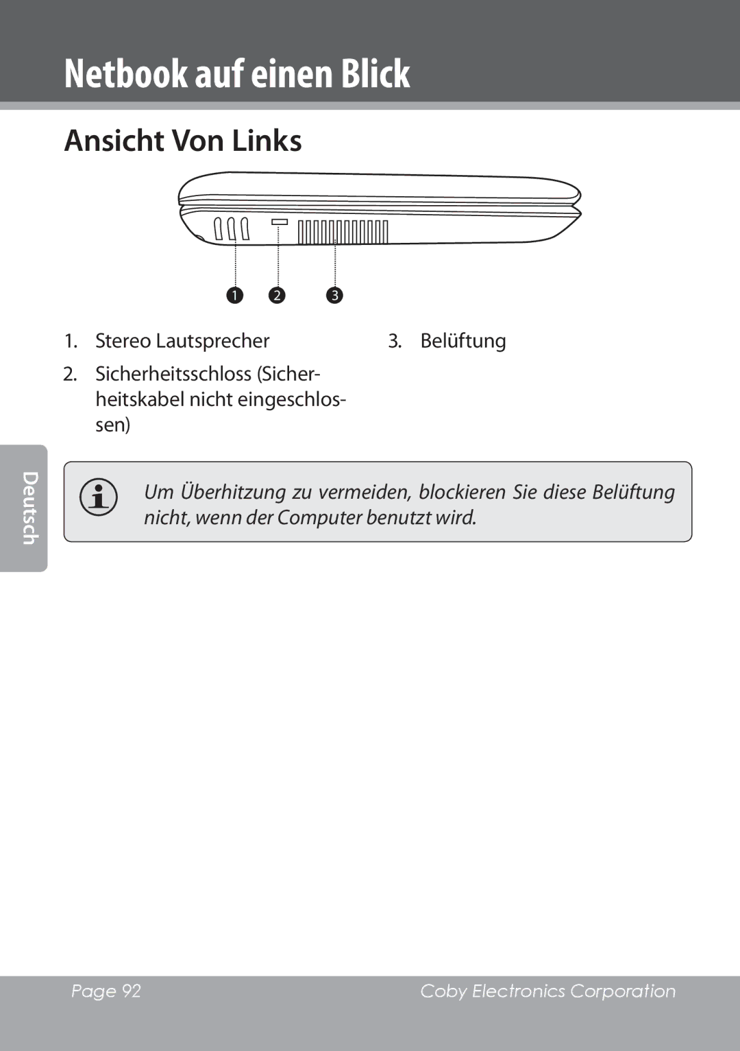 COBY electronic NBPC1022 instruction manual Ansicht Von Links 