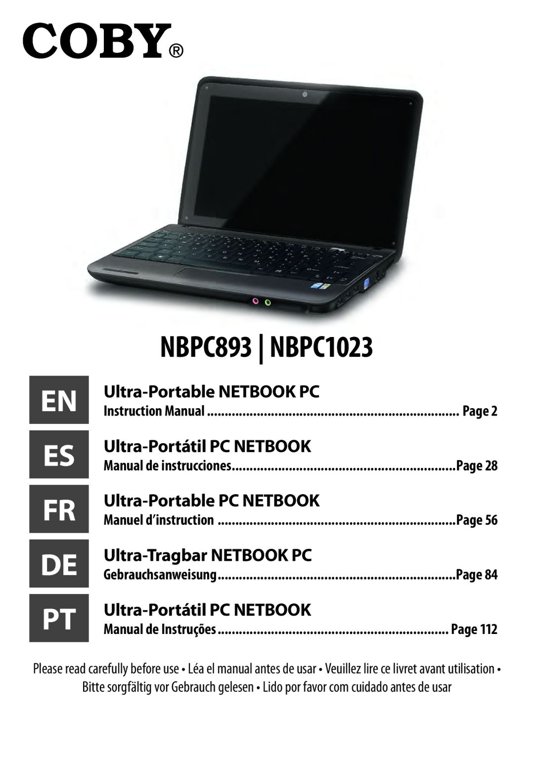 COBY electronic instruction manual NBPC893 NBPC1023 