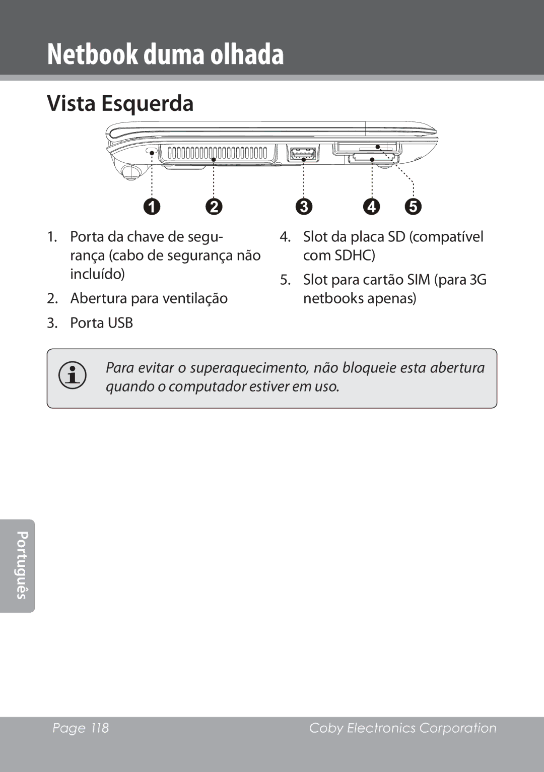 COBY electronic NBPC1028 instruction manual Vista Esquerda 