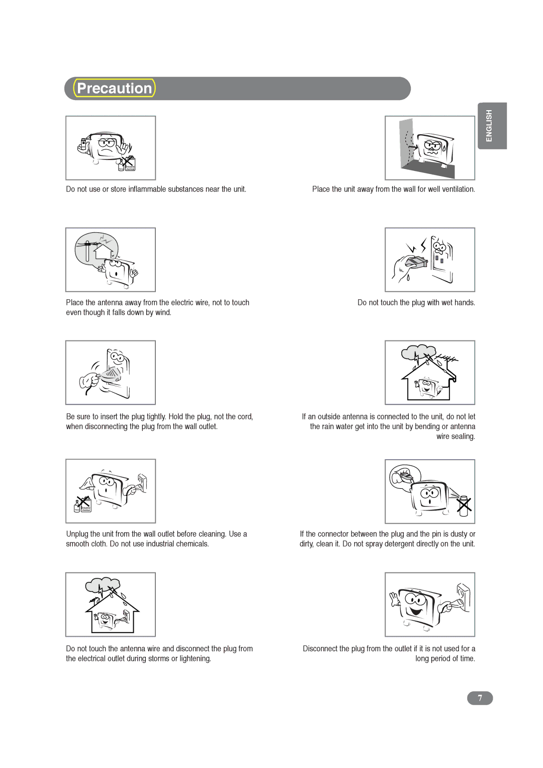 COBY electronic TF-TV2609, TF-TV3209 manual Precaution 