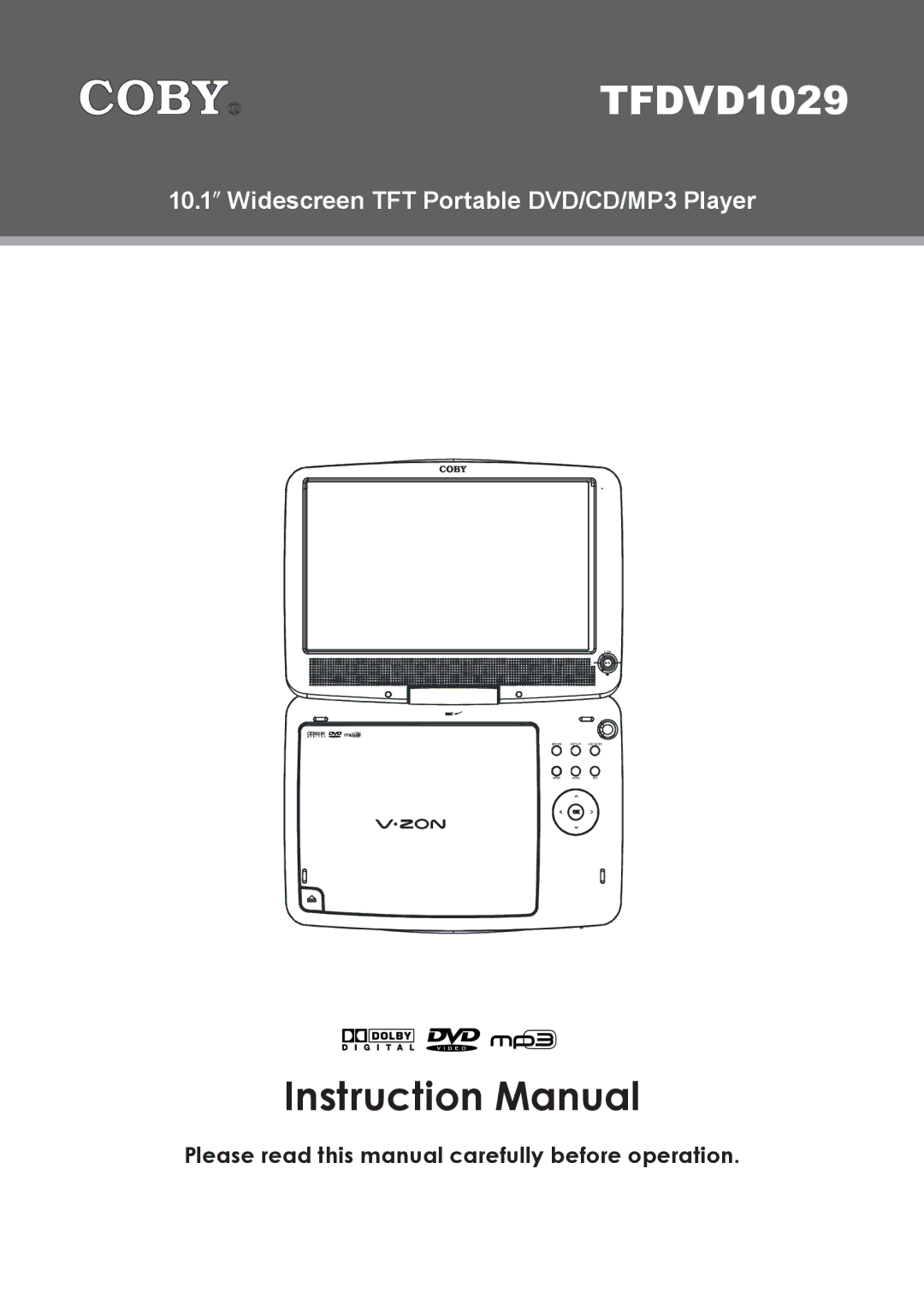 COBY electronic 907-FD10-29S1-00R instruction manual TFDVD1029 