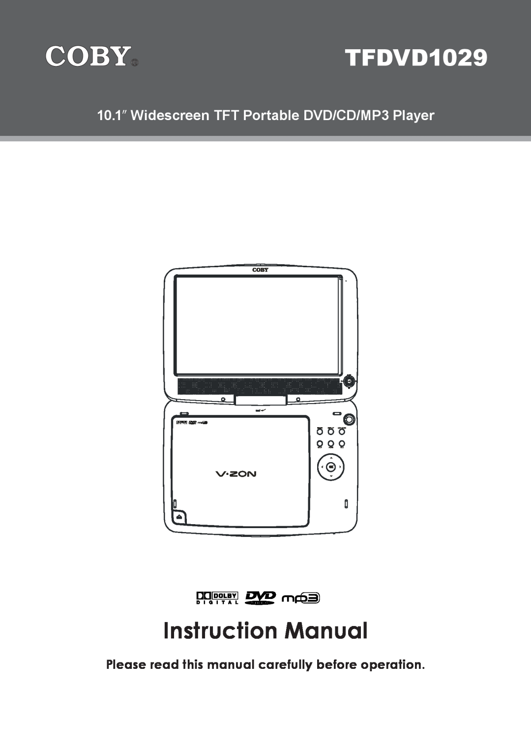 COBY electronic 907-FD10-29S1-00R instruction manual TFDVD1029, Instruction Manual 