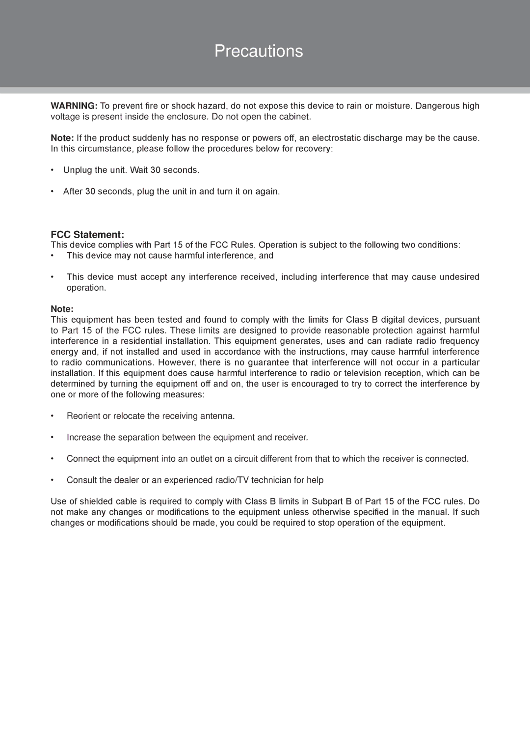 COBY electronic TFDVD1595S3, TFDVD2495, TFDVD1995S2, TFDVD2295S2 manual FCC Statement 