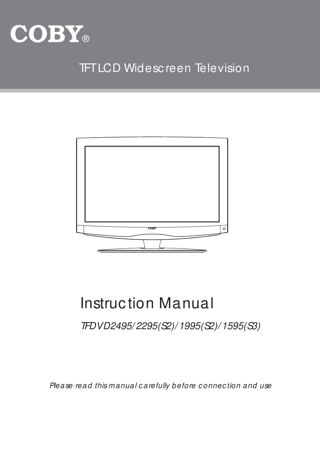 COBY electronic TFDVD2295S2, TFDVD2495, TFDVD1995S2, TFDVD1595S3 manual TFT LCD Widescreen Television 