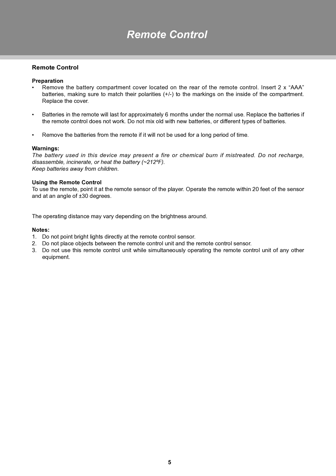 COBY electronic TFTV1525 instruction manual Preparation, Using the Remote Control 