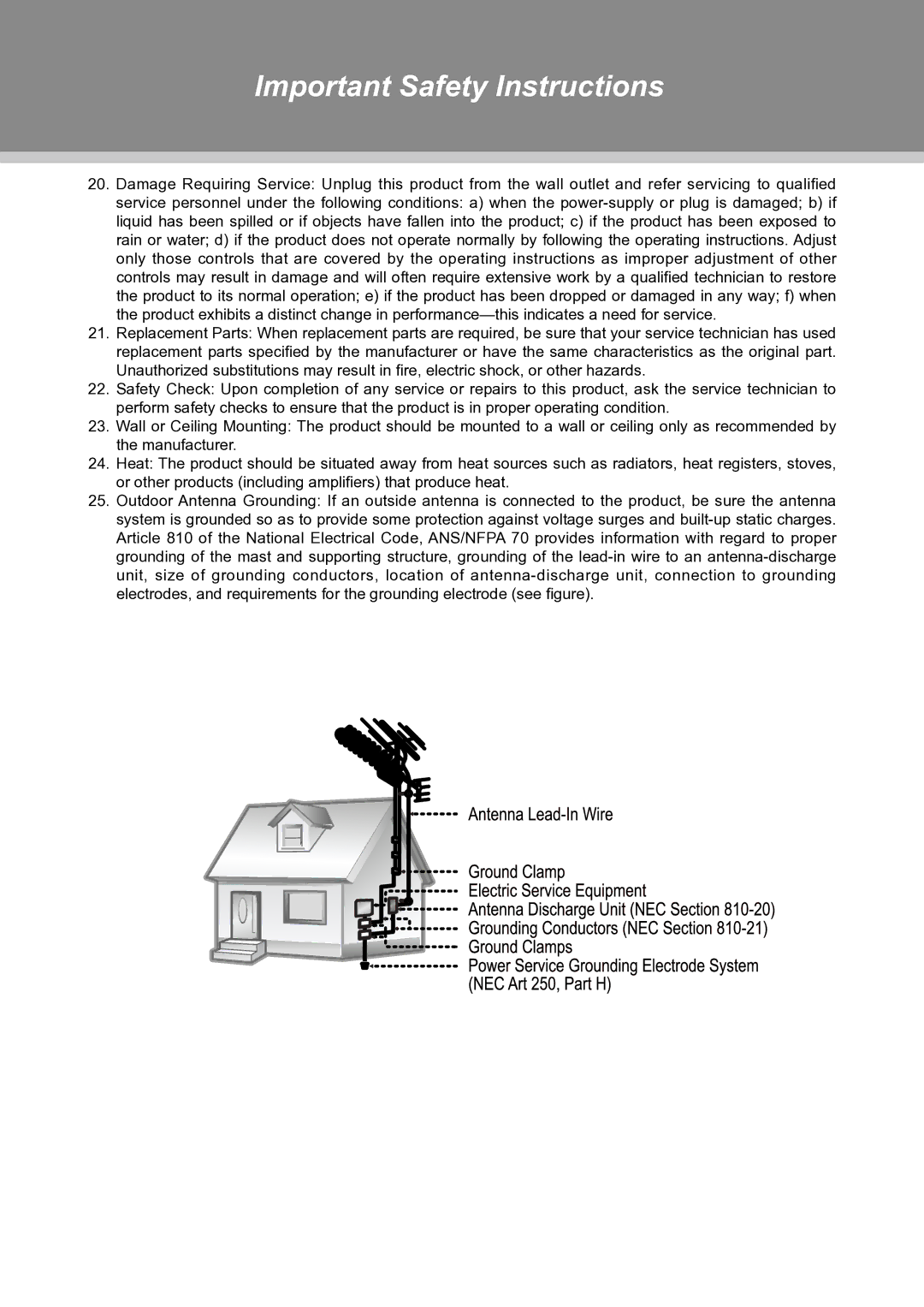 COBY electronic TFTV1525 instruction manual Important Safety Instructions 