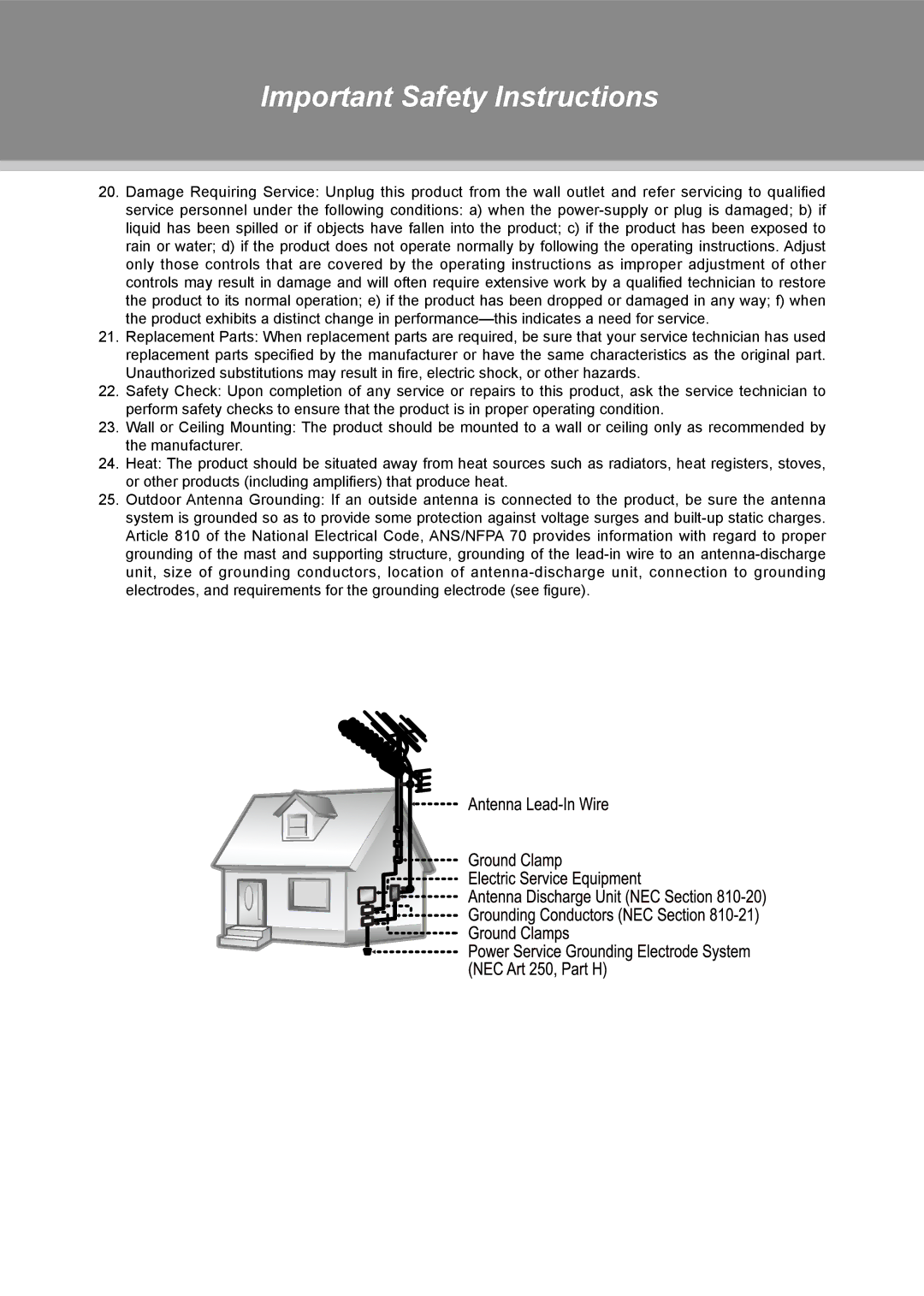 COBY electronic TFTV1524, TFTV2224, TFTV1923 instruction manual Important Safety Instructions 