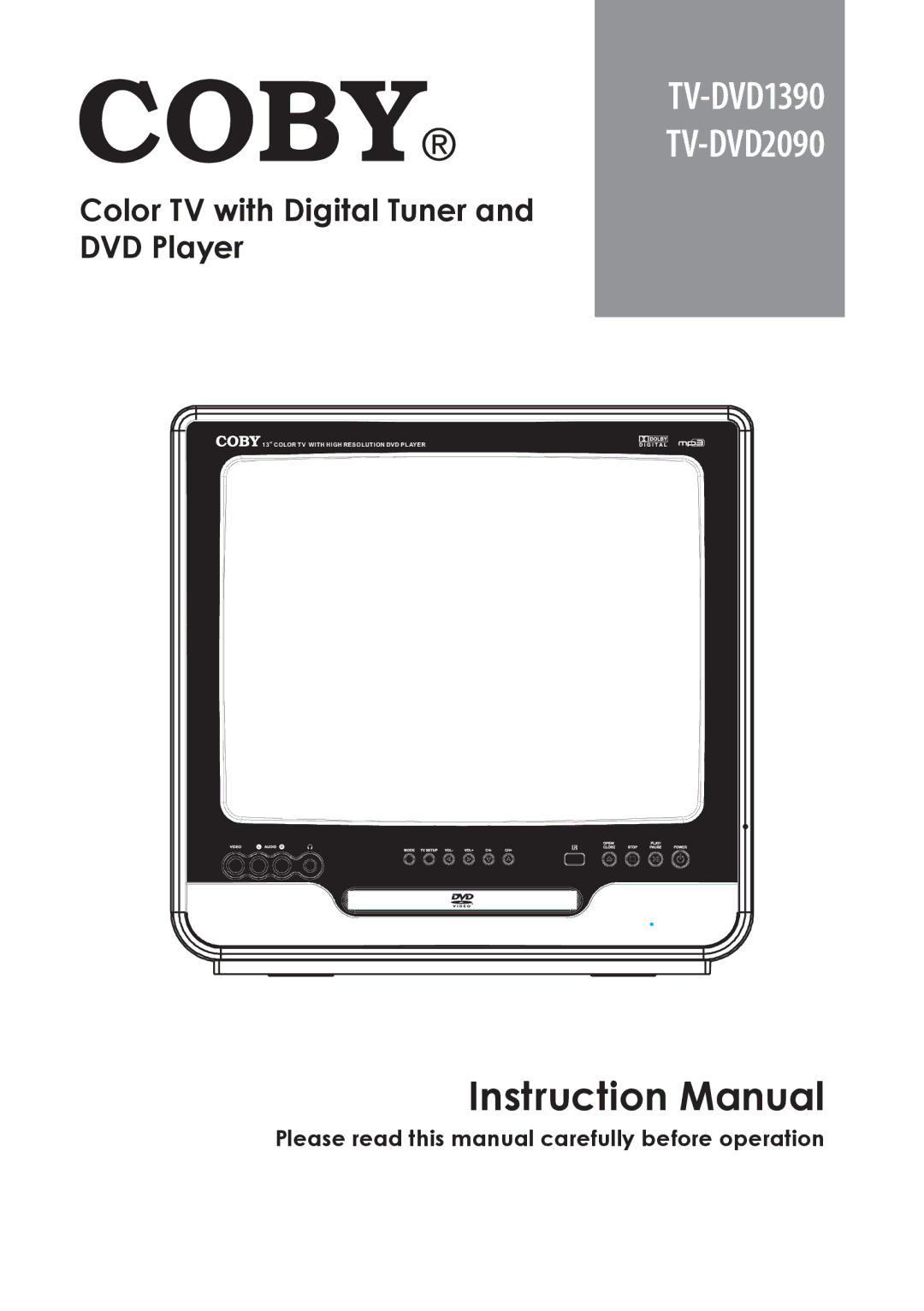 COBY electronic instruction manual TV-DVD1390 TV-DVD2090 