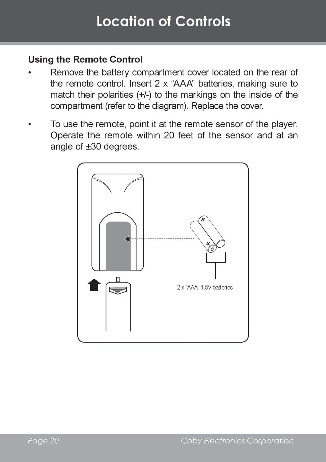 COBY electronic TV-DVD2090, TV-DVD1390 instruction manual Using the Remote Control 