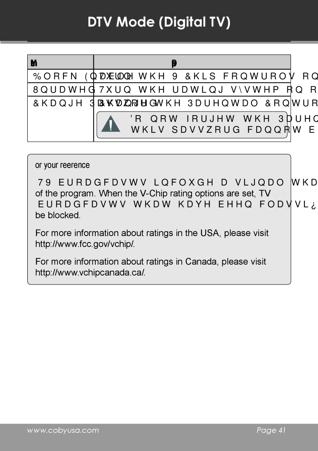 COBY electronic TV-DVD1390, TV-DVD2090 instruction manual For your reference 