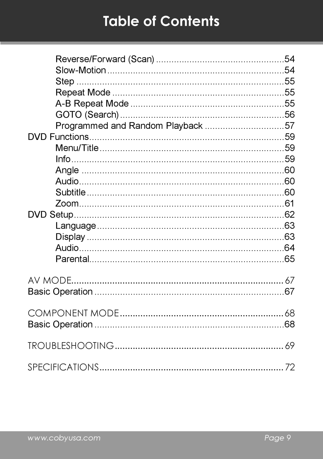 COBY electronic TV-DVD1390, TV-DVD2090 instruction manual AV Mode 