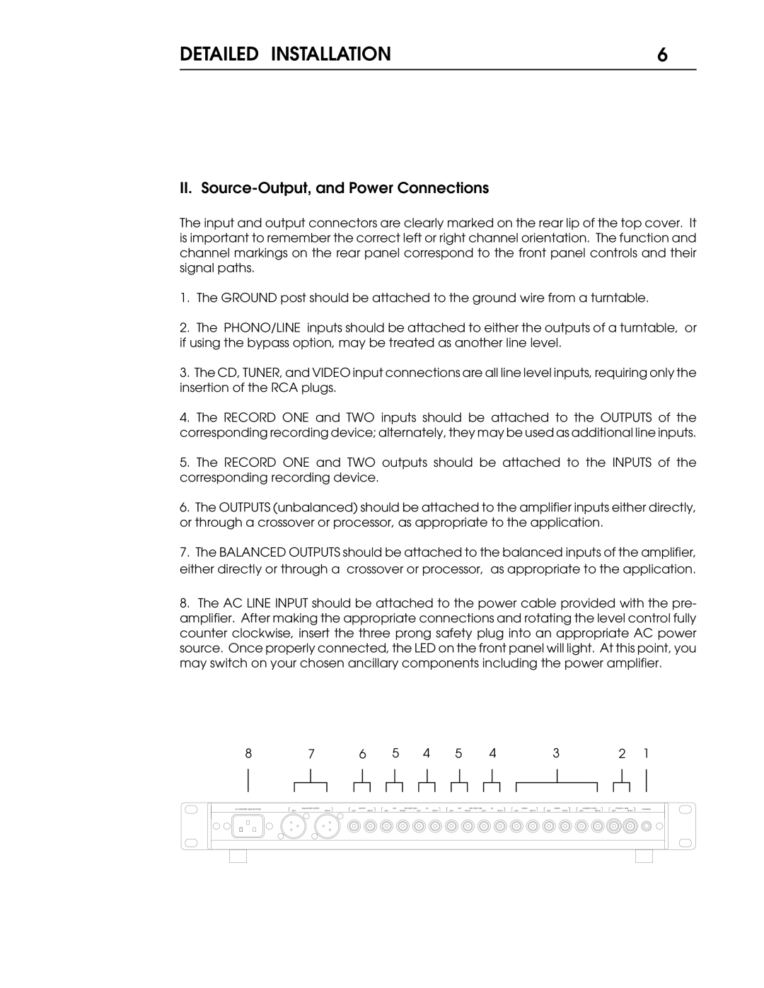 Coda 01 warranty II. Source-Output, and Power Connections 