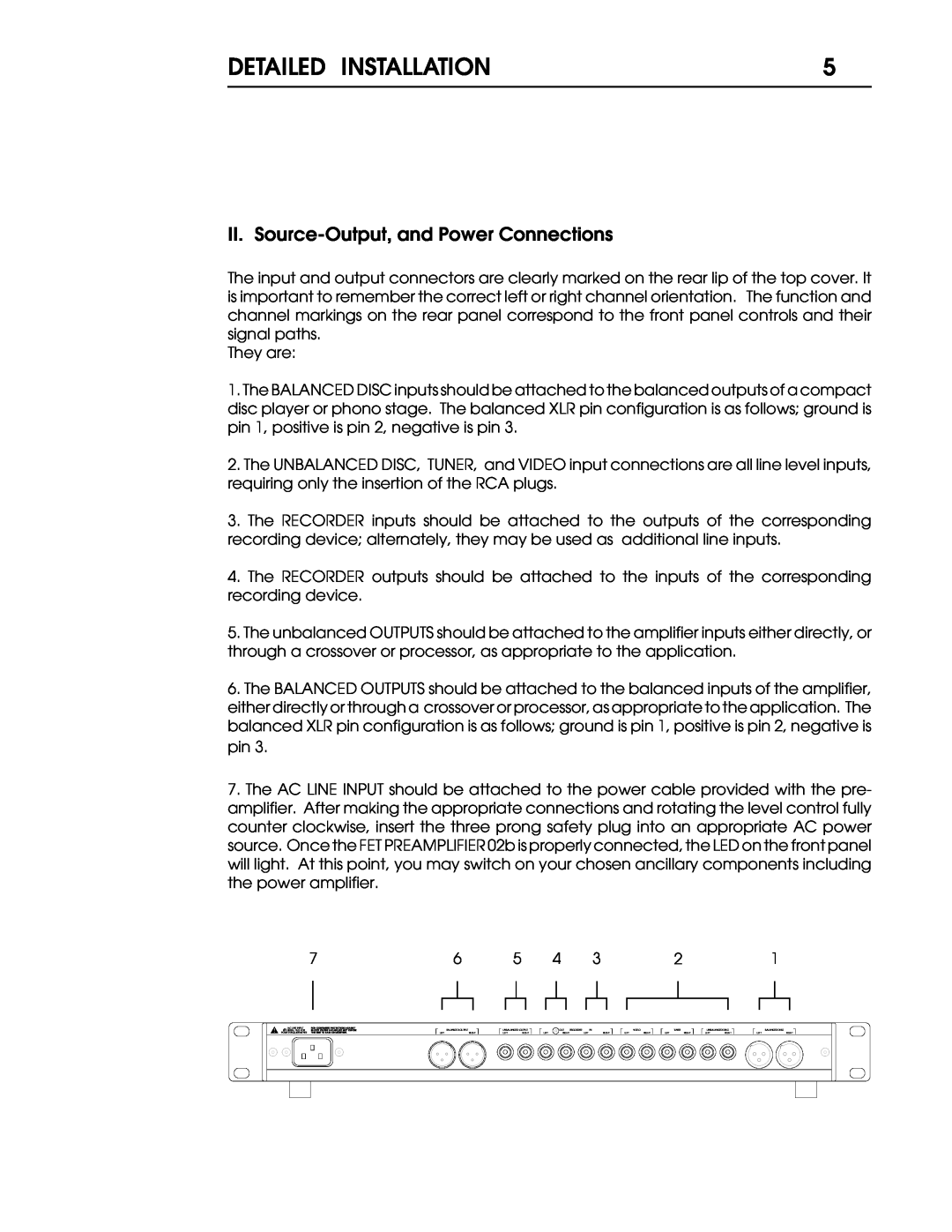 Coda 02b operation manual Detailed Installation, II. Source-Output,and Power Connections 