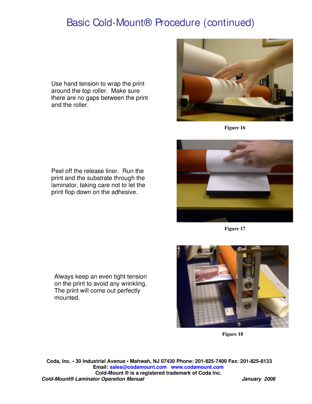 Coda Cold-Mount Laminator operation manual Basic Cold-MountProcedure 