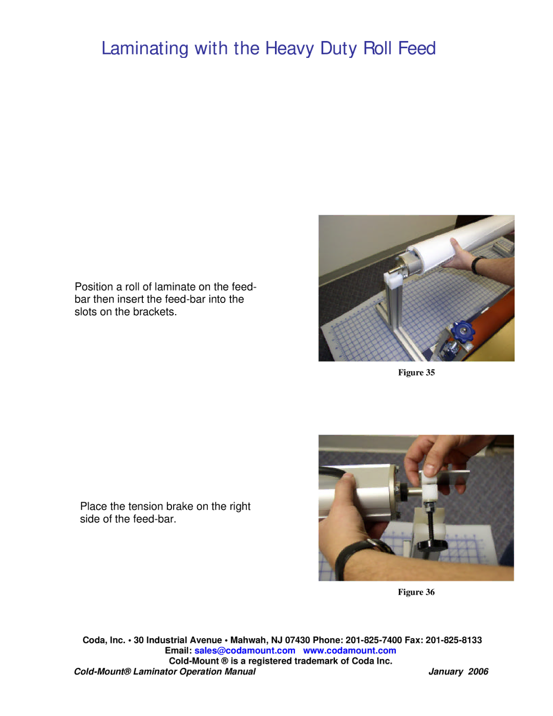 Coda Cold-Mount Laminator operation manual Laminating with the Heavy Duty Roll Feed 