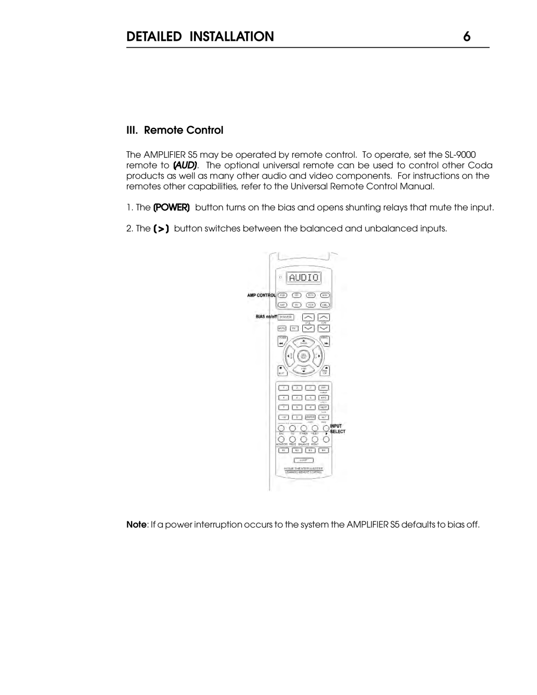 Coda S5 operation manual III. Remote Control 