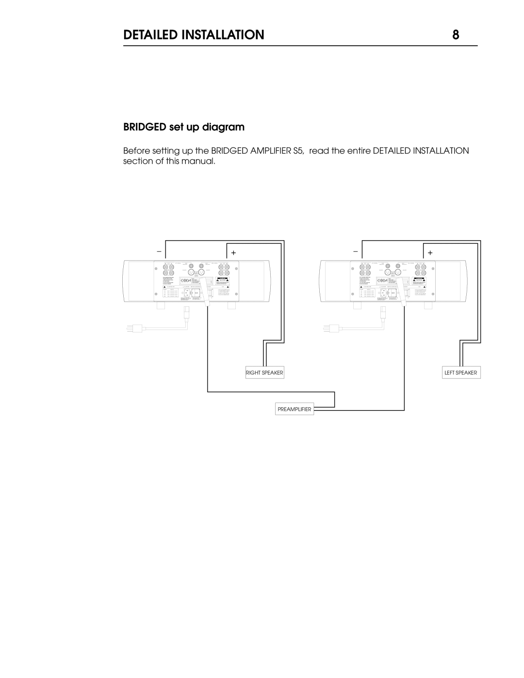 Coda S5 operation manual Bridged set up diagram 