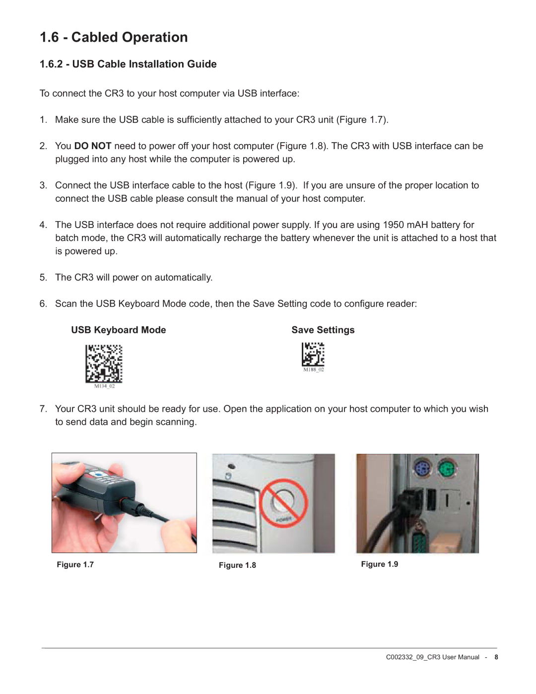 Code Alarm CR3 manual USB Cable Installation Guide, USB Keyboard Mode 