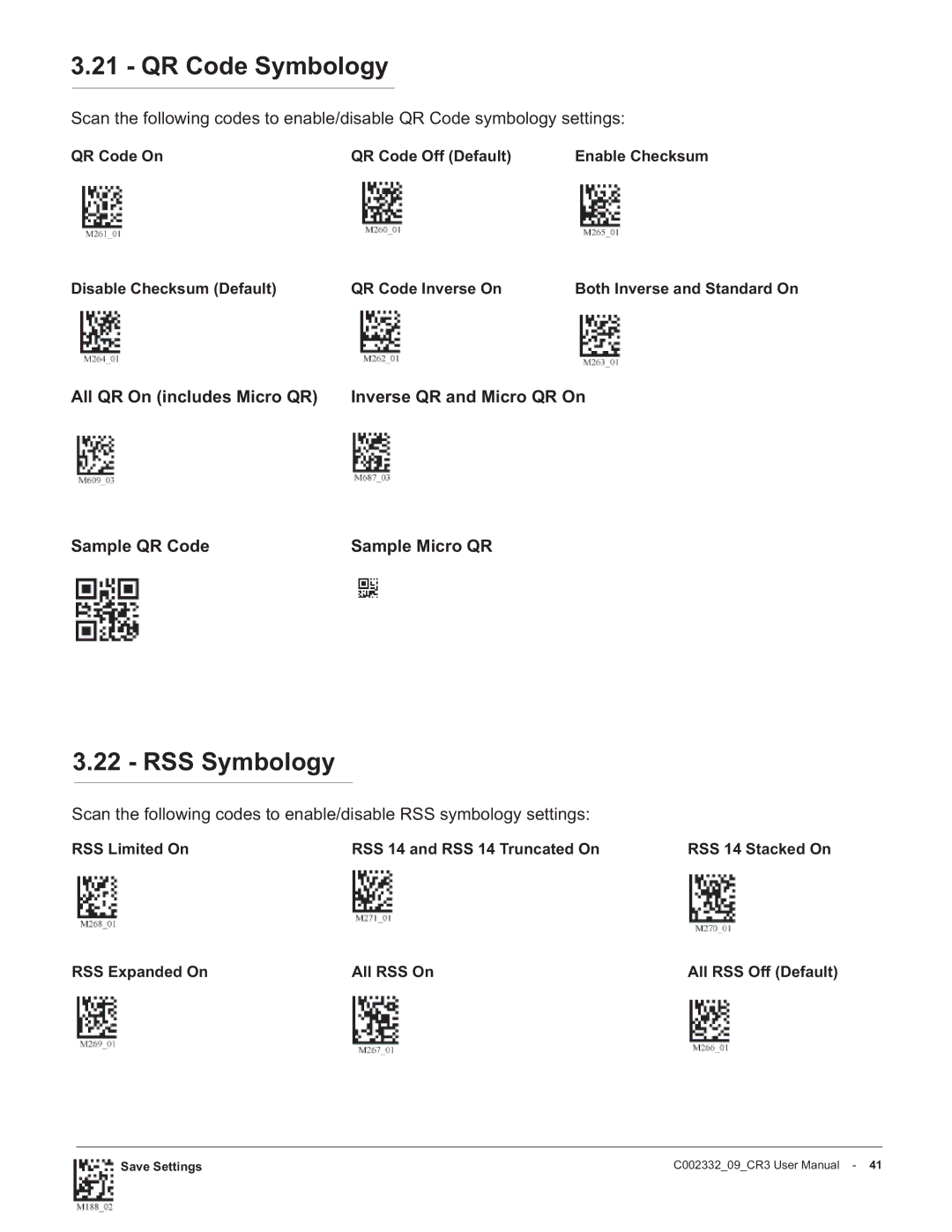 Code Alarm CR3 manual QR Code Symbology, RSS Symbology 